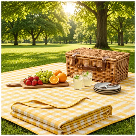 Tapis de Pique-Nique Imperméable Grand Format (180x180cm) – Pour Plage, Parc & Famille