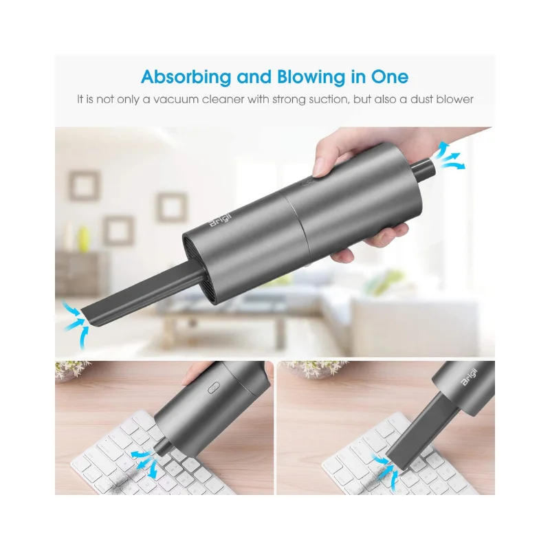 Brigii Mini aspirador, pequeño vacío de mano inalámbrico USB recargable, polvo Buster y soplador 2 en 1, fácil de limpiar...