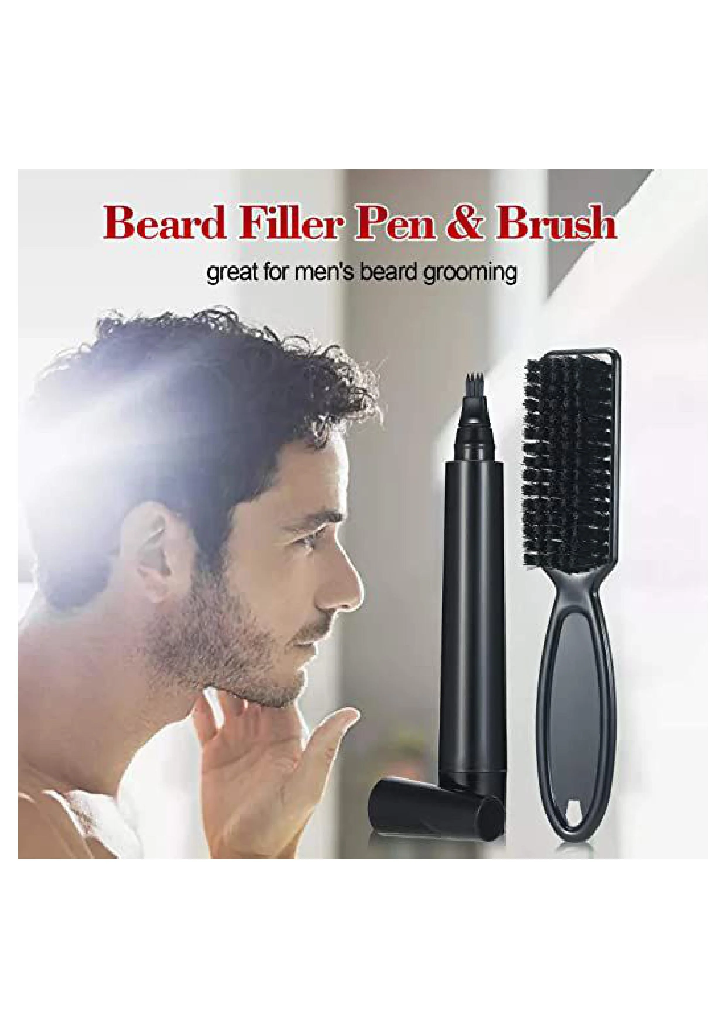 قلم اللحية Hoyecl للرجال ، قلم ملء اللحية كيت قلم اللحية للمناطق غير المكتملة ، مقاوم للعرق ، مقاوم للماء ، قلم حلاق طويل الأمد وطبيعي ، يعزز شعر الوجه ، شكل إصلاح الشارب (أسود)