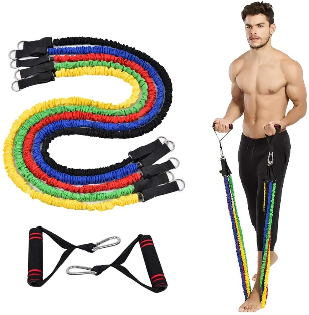 Cuerda elástica para entrenamiento de ejercicios, de goma, para fitness, yoga, ejercicio, fuerza, entrenamiento, cuerda elástica, equipo de tracción para el hogar, 12 juegos de tela antifract