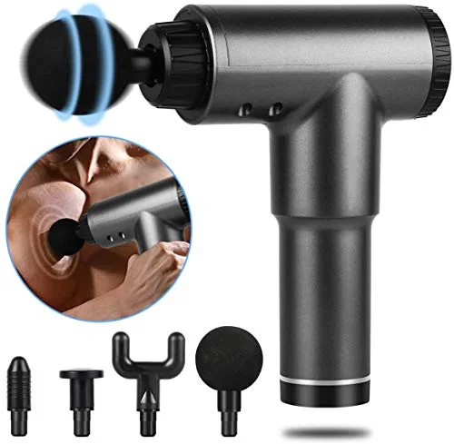 Muscle Massage Gun   مسدس تدليك العضلات هو آلة تدليك الإيقاع التي تستخدم اهتزازات عالية الكثافة للتغلغل بعمق في الأنسجة العضلية. تم تصميمه لتخفيف آلام العضلات والتوتر بعد التمرين، من أجل التع