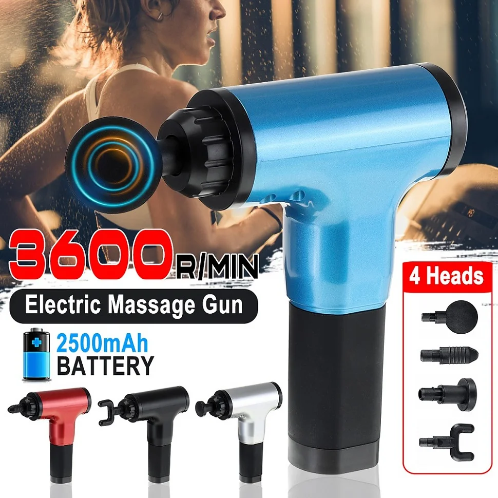 Muscle Massage Gun   مسدس تدليك العضلات هو آلة تدليك الإيقاع التي تستخدم اهتزازات عالية الكثافة للتغلغل بعمق في الأنسجة العضلية. تم تصميمه لتخفيف آلام العضلات والتوتر بعد التمرين، من أجل التع