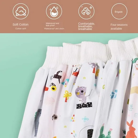 سروال تنورة مريح للأطفال مقاوم للماء فائق الامتصاص ومضاد للتسرب وقابل للغسل