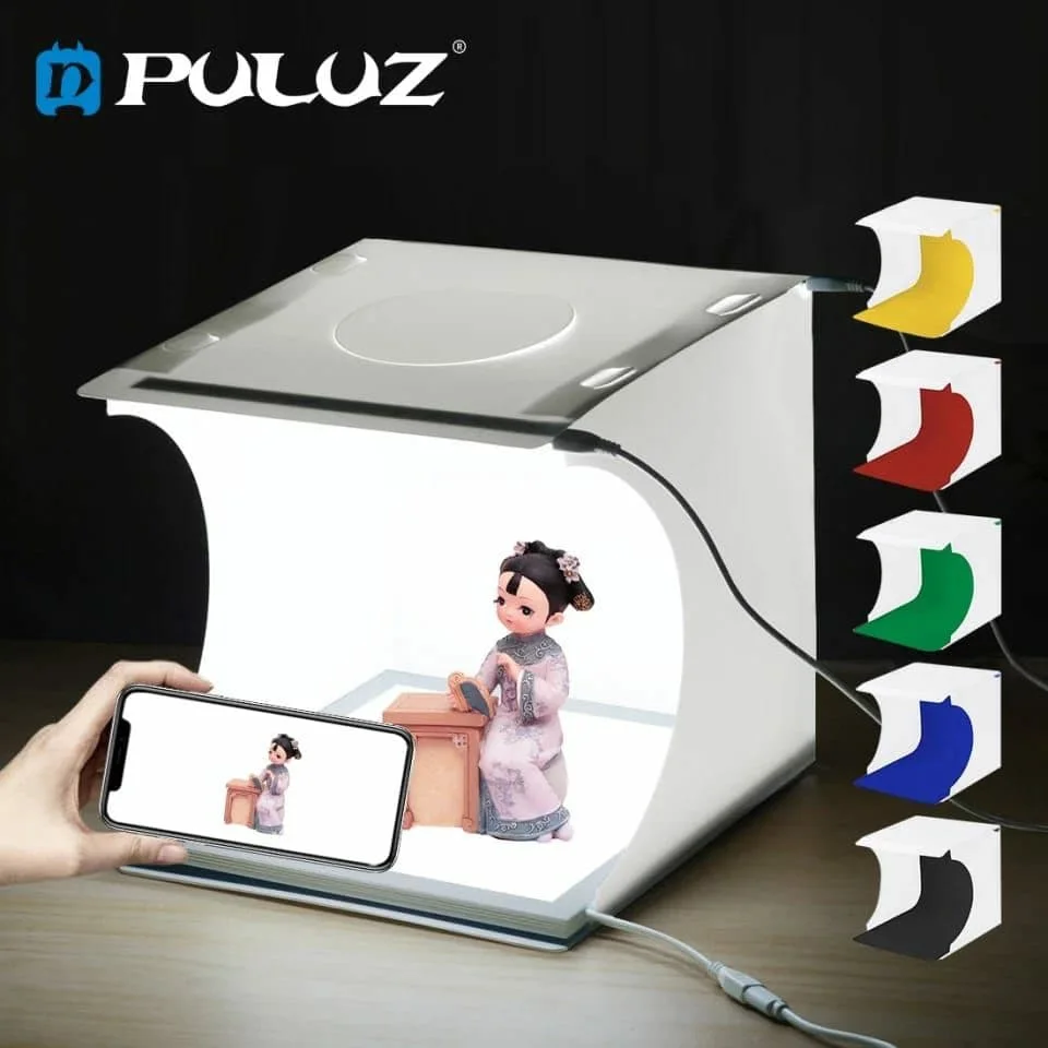 Portable mini studio avec LED et 7 colour backround pour mobile ou un appareil photo