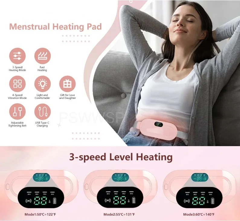 وسادة تسخين ذكية للحيض تساعد وظيفة الضغط الساخن على الخصرعلى تخفيف الألم والانزعاج أثناء الحيض