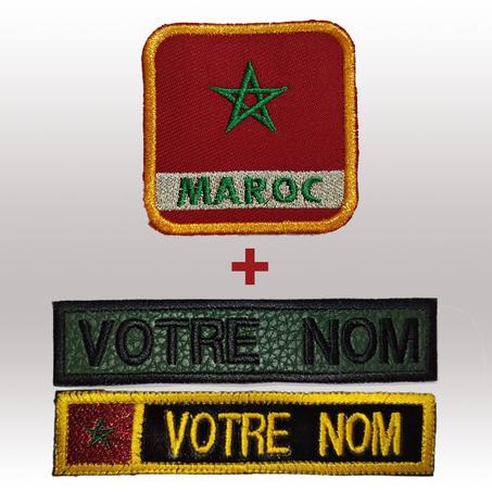 عَلم المغرب و2 شارة مطروزة مقاس اللّباس العسكري