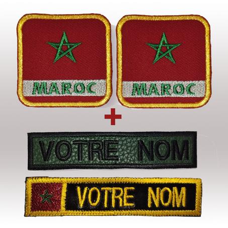 2 عَلم المغرب و2 شارة مطروزة مقاس اللّباس العسكري