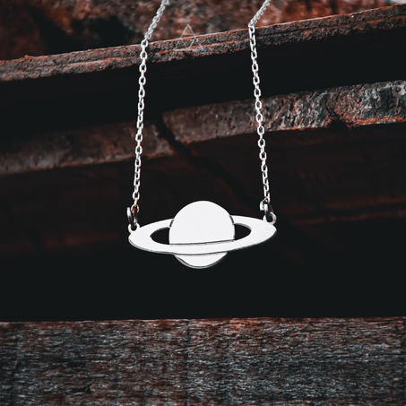 SILVER SATURN NECKLACE