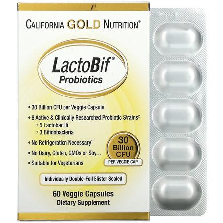 California Gold Nutrition, Probiotiques LactoBif, 30 milliards d'UFC, 60 capsules