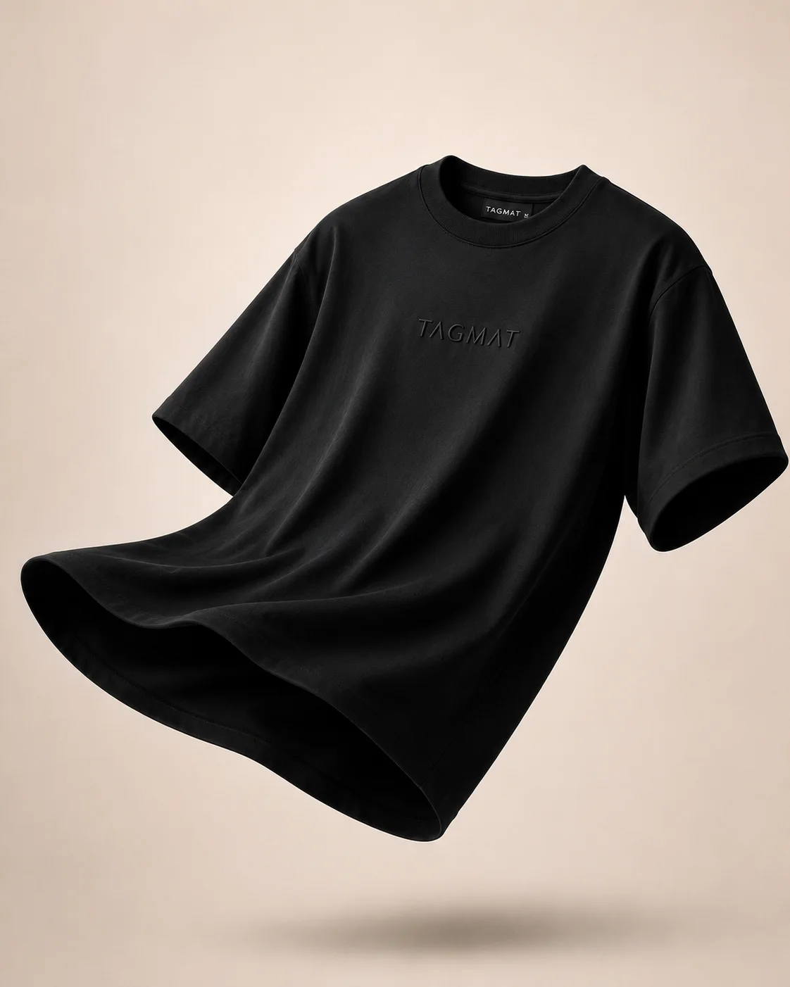 TAGMAT Black Oversized T-Shirt – Less Is Power | 100% Cotton | 200 GSM