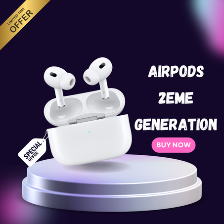 سماعات Apple AirPods (Pro 2 ou Pro 3) مع علبة شحن