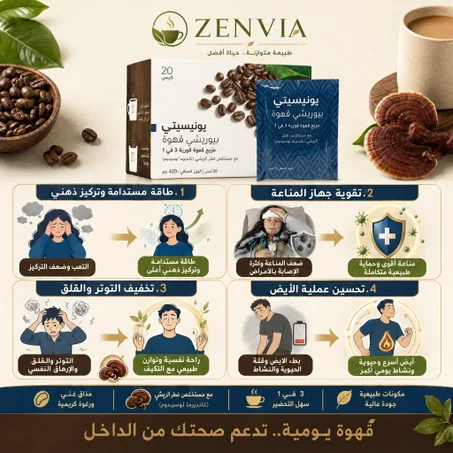 قهوة الريشي Unicity 3×1 مشروب واحد يجمع الصحة والطاقة والتركيز