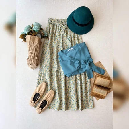 Floral maxi SKIRT & bow BLOUSE (OUT OF STOCK)