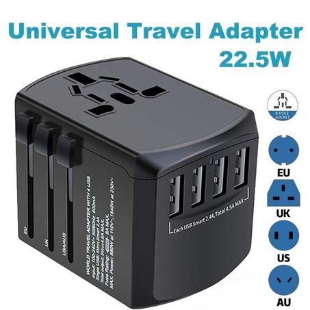 محول طاقة دولي مزود بـ 3 منافذ