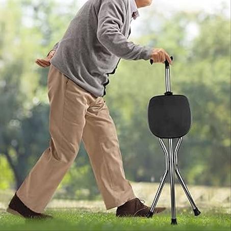 عكاز ذكي يتحول إلى كرسي مريح – راحة ووقار في كل خطوة