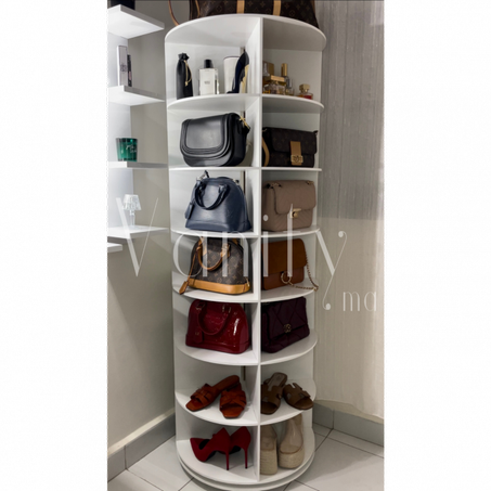 Étagère pivotante à 360° en bois pour rangement et organisation Marque Vanity