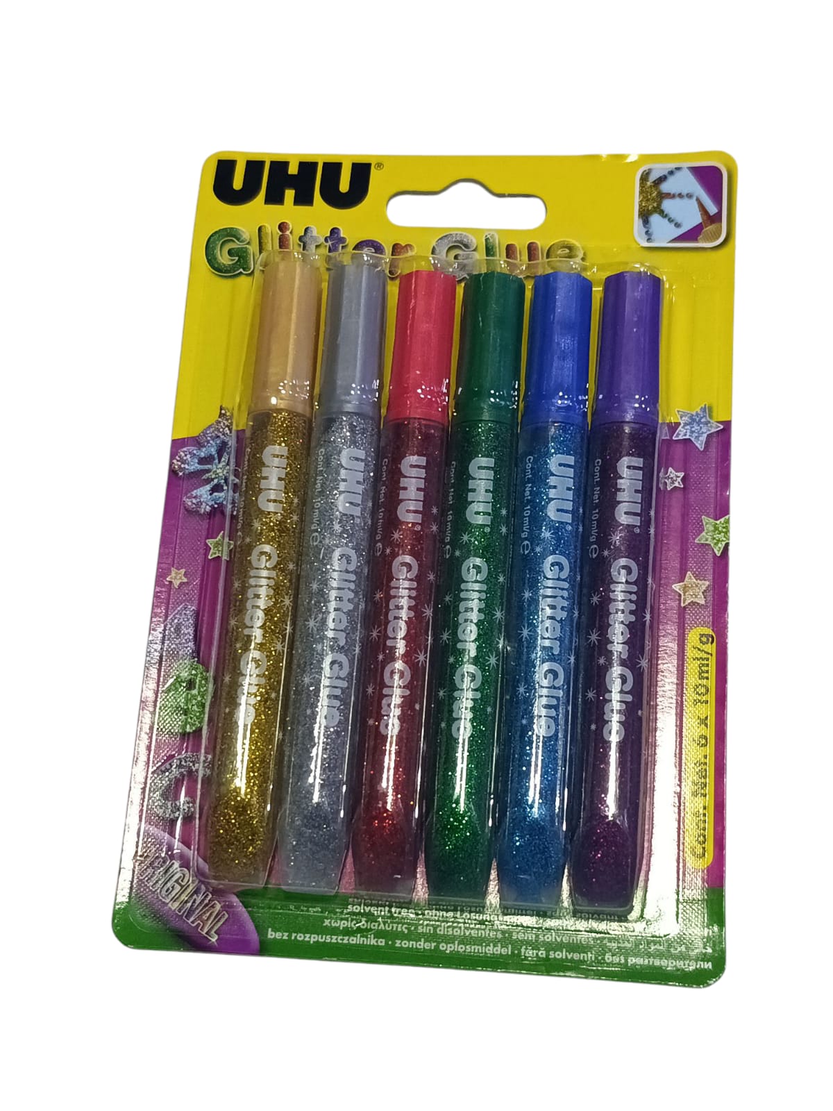 COLLE GLITTER GLUE 6 COULEUR UHU