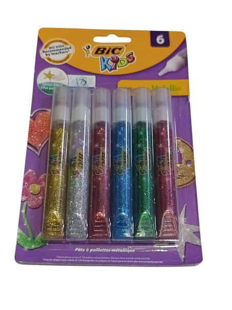 COLLE GLITTER GLUE 6 COULEUR BIC