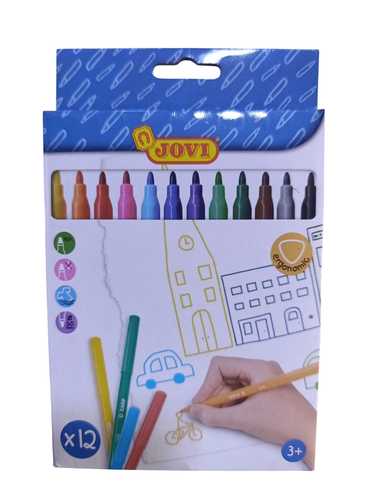 Feutre de coloriage 12 couleurs 1612L4716 JOVI