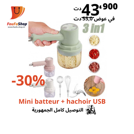 Mini batteur + hachoir USB