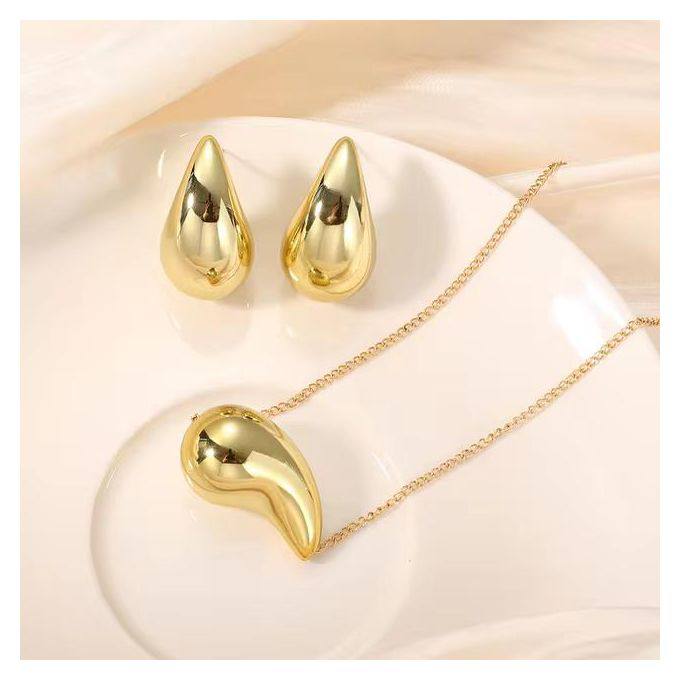 Teardrop earring & necklace - قرط وقلادة على شكل دمعة