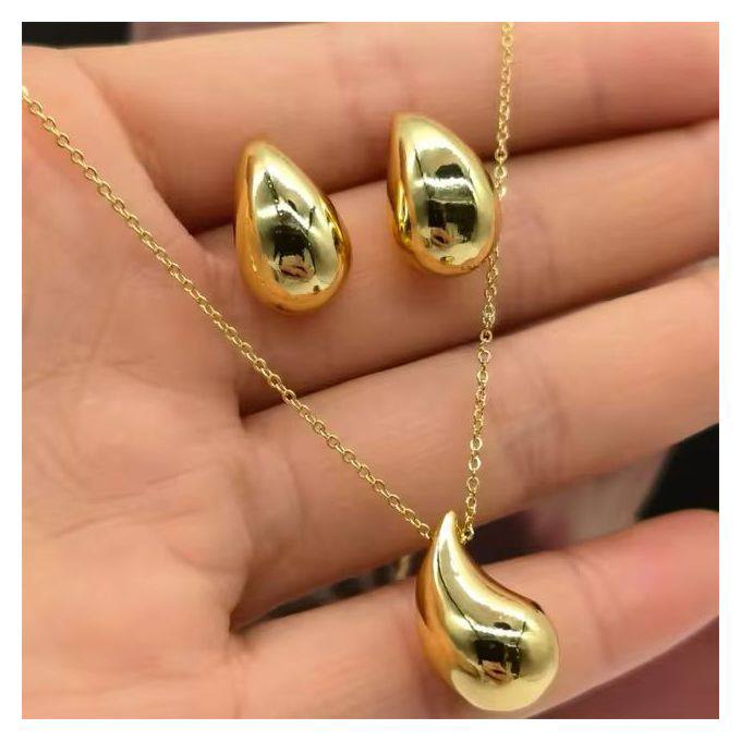 Teardrop earring & necklace - قرط وقلادة على شكل دمعة