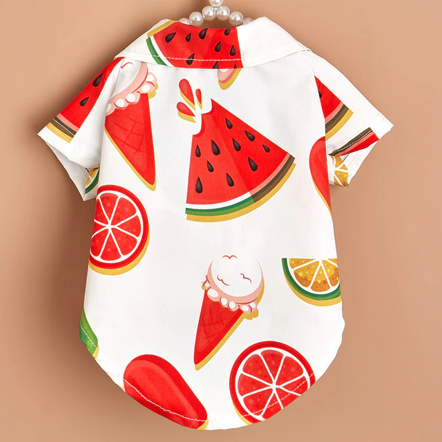 Cat summer clothes, Garfield fruit print shirt