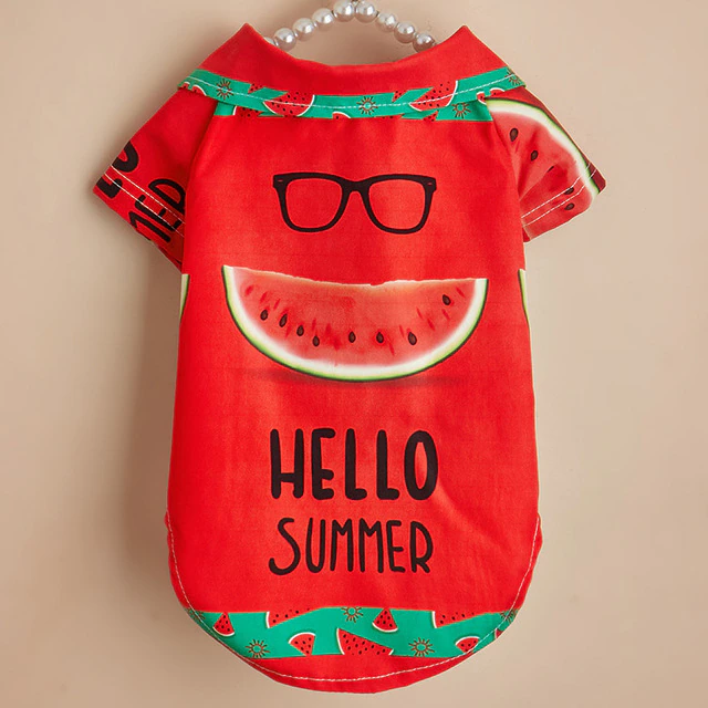 Cat summer clothes, Garfield fruit print shirt