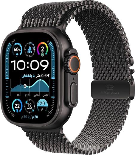 ساعه ابل التر 2 موديل 2025 شريحه اتصال جي بي اس إطار تيتانيوم أسود