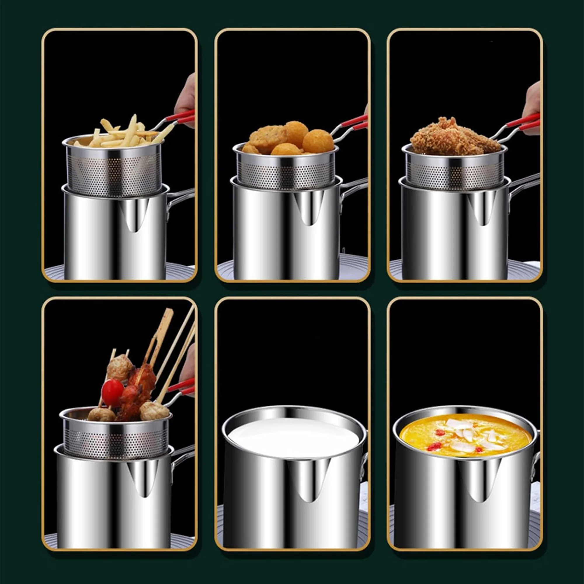 وعاء مقلاة عميقة من سالتلاس مع سلة ومصفاة زيت