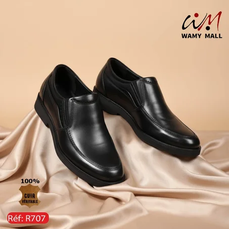 حذاء أكـحـل بالأسـتـيـك 100% من الجلد الطبيعي خفيف مرتاح في قمة الروعة والاناقة الأكثر مبيعا