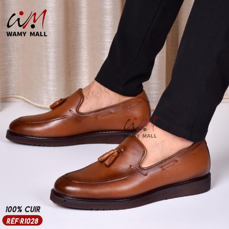 حـذاء عـسـلـي خفيف 100% من الجـلـد الأصـلـي أنـيـق عـالـي الجـودة مرتاح