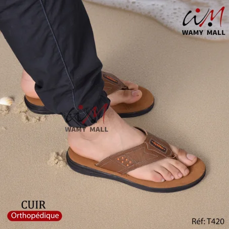 شـلاكـة عسلي من الجـلـد الأصلي خفيفة & مرتاحة