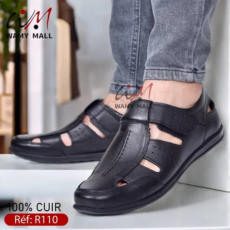 صندال "أكحل" 100% من الجلد الأصلي خفيف & مرتاح