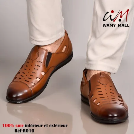 صندال عسلي خفيف & مرتاح 100% من الجلد الأصلي أنـيـق عــالـي الجودة