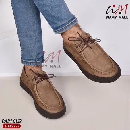 حذاء  بـنـي  داان من الجلد الأصلي أنـيـق عــالـي الجودة