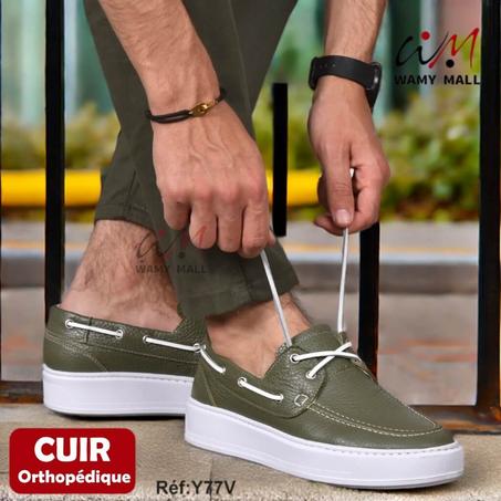 حذاء صِـحِّـي "أخضر" من الجـلـد الأصلي خفيف & مرتاح