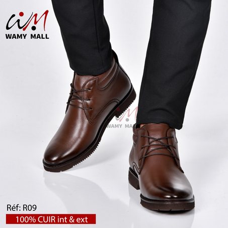 بــوت صِـحِّـي بـنـي 100% من الجـلـد الأصلي أنـيـق عـالـي الجـودة مرتاح