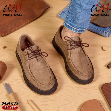 حذاء "كاكي داان" من الجلد الأصلي أنـيـق عــالـي الجودة