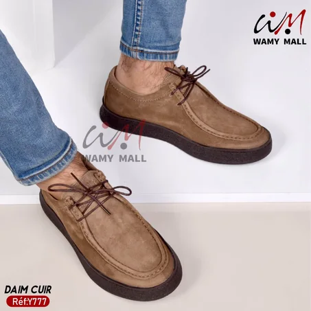 حذاء "كاكي داان" من الجلد الأصلي أنـيـق عــالـي الجودة