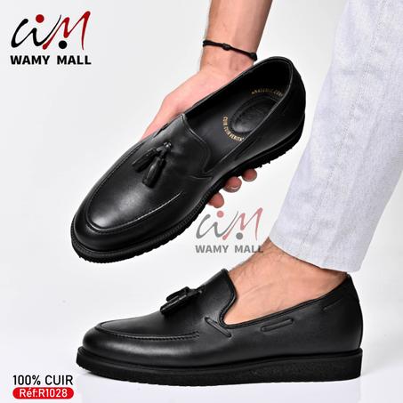 حـذاء أكـحـل خفيف 100% من الجـلـد الأصـلـي أنـيـق عـالـي الجـودة مرتاح