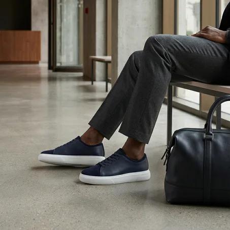 Sneaker Élégance Urbaine – Bleu Nuit Premium