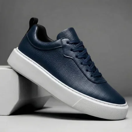 Sneakers en Cuir Bleu Marine