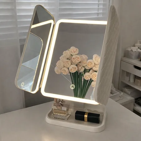 Miroir de maquillage avec éclairage LED et design luxueux