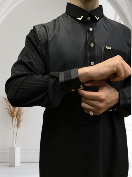 قميص اللمسة – أسود ملكي✨🖤