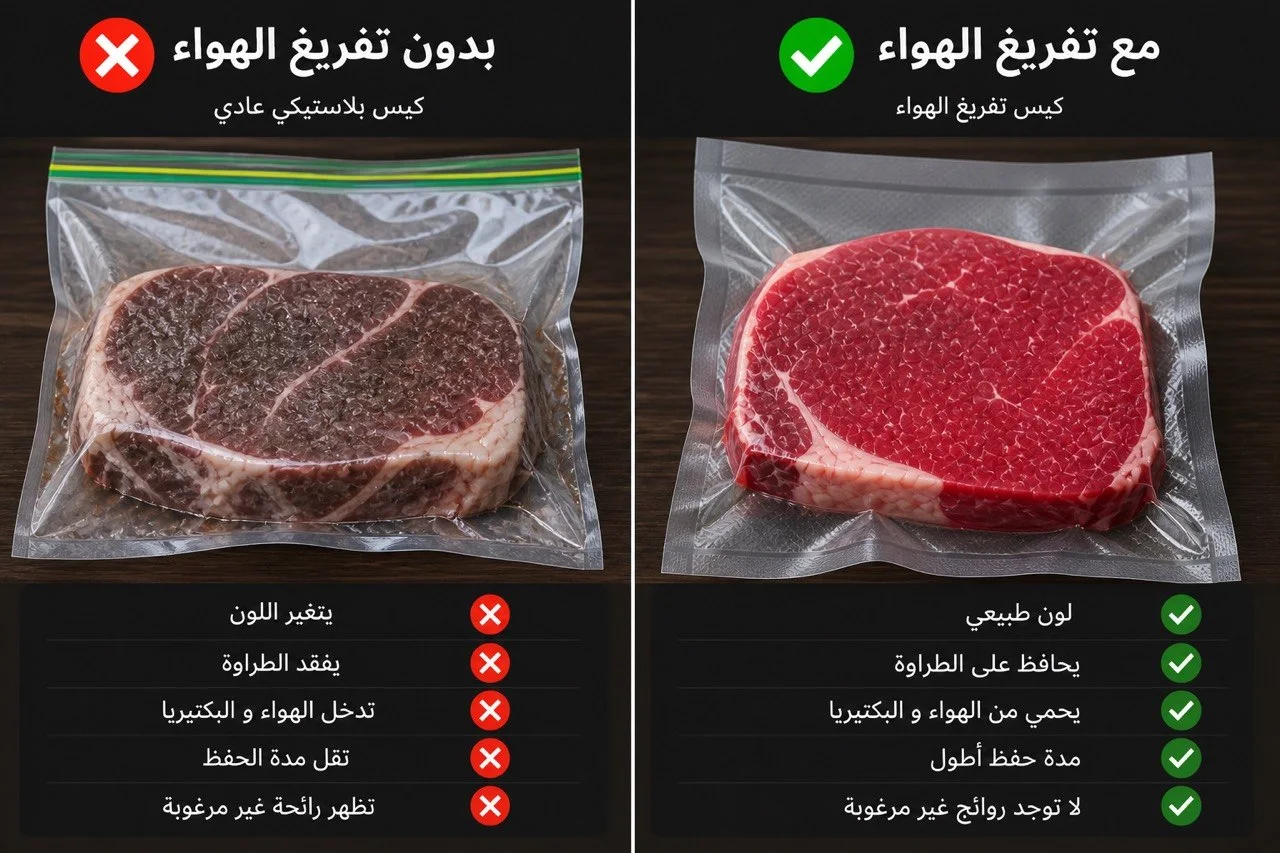 🔥 عرض محدود:  جهاز تفريغ الهواء لحفظ الطعام +50 sacs +التوصيل بالمجان