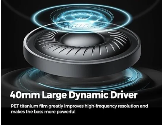 سماعات رأس بلوتوث متعددة النقاط بخاصية إلغاء الضوضاء فوق الأذن تقليل للمكالمات الهجينة قابلة للطي ببطارية 123 ساعة ومكبر داخلي 40 ملم ومدخل AUX من ساوند بيتس أسود5.3