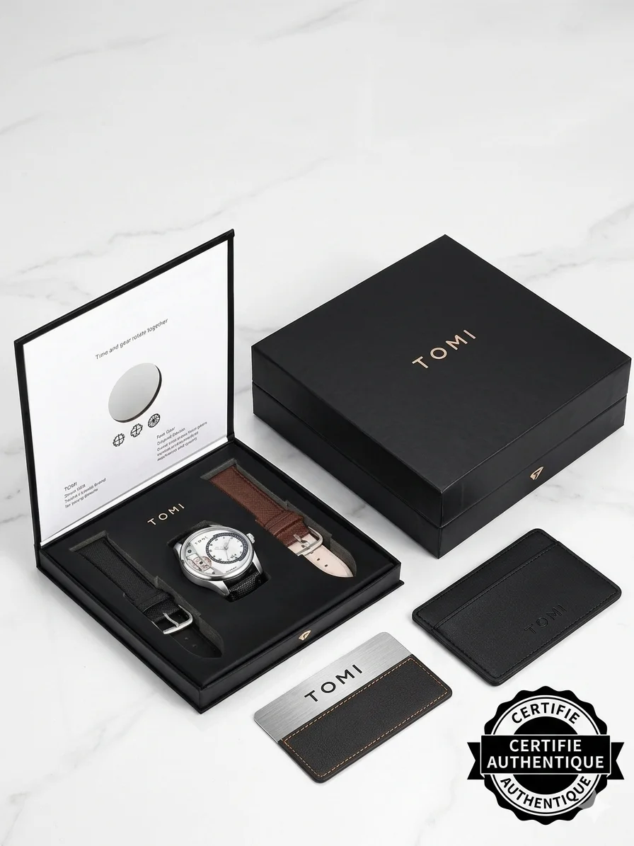 Montre Luxe TOMI "Face Gear" – Mécanisme Apparent + 2 Bracelets Offerts