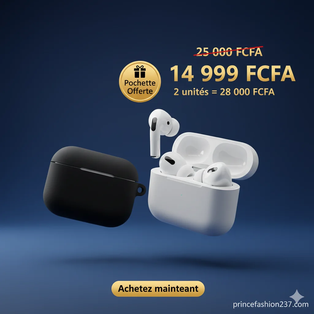AirPods Pro 2 (ANC) + Pochette Offerte | 14 999 FCFA | Prince Fashion 237