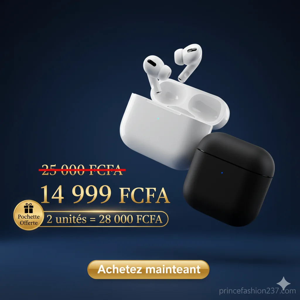 AirPods Pro 2 (ANC) + Pochette Offerte | 14 999 FCFA | Prince Fashion 237